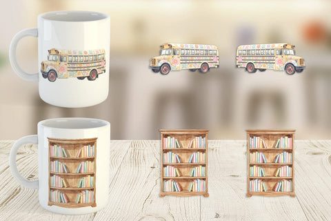 Mug Wrap Groovy Retro School Day Watercolor Sublimation artnoy 