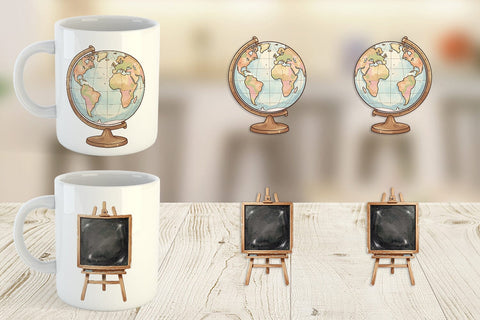 Mug Wrap Groovy Retro School Day Watercolor Sublimation artnoy 