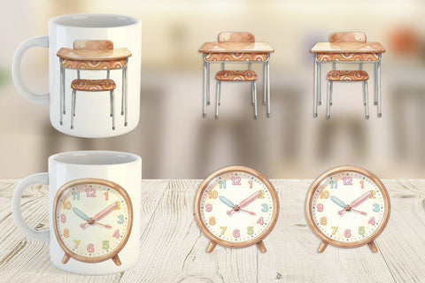 Mug Wrap Groovy Retro School Day Watercolor Sublimation artnoy 
