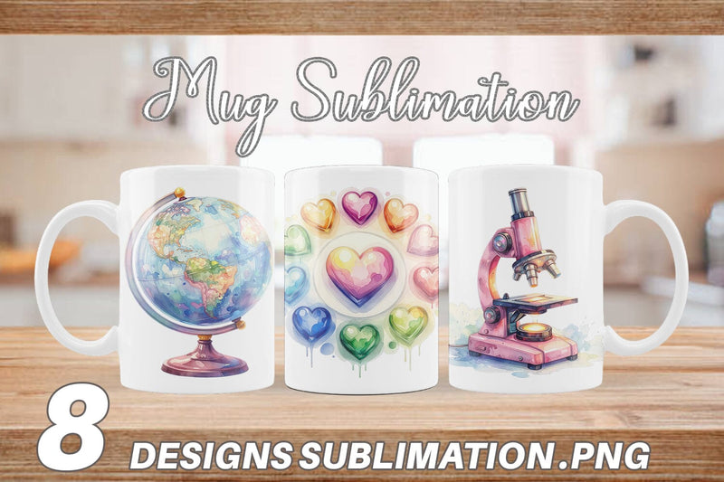 Mug Wrap Groovy School Icons Sublimation artnoy 