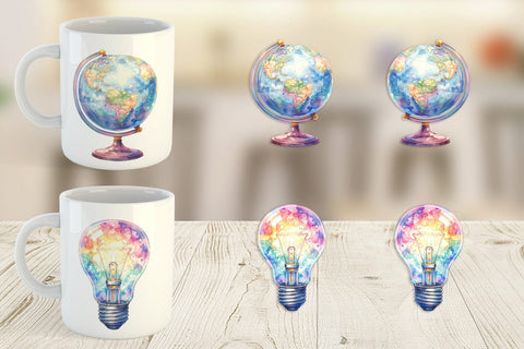 Mug Wrap Groovy School Icons Sublimation artnoy 