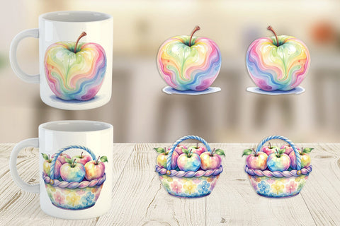 Mug Wrap Groovy Teacher Apple Sublimation artnoy 