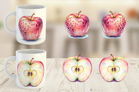 Mug Wrap Groovy Teacher Apple Sublimation artnoy 