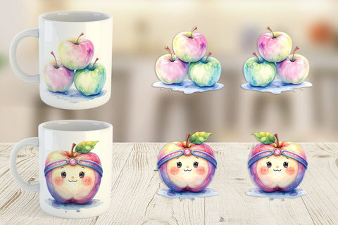 Mug Wrap Groovy Teacher Apple Sublimation artnoy 