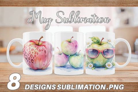 Mug Wrap Groovy Teacher Apple Sublimation artnoy 