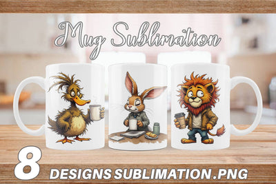 Mug Wrap Grumpy Animal Morning Sublimation artnoy 