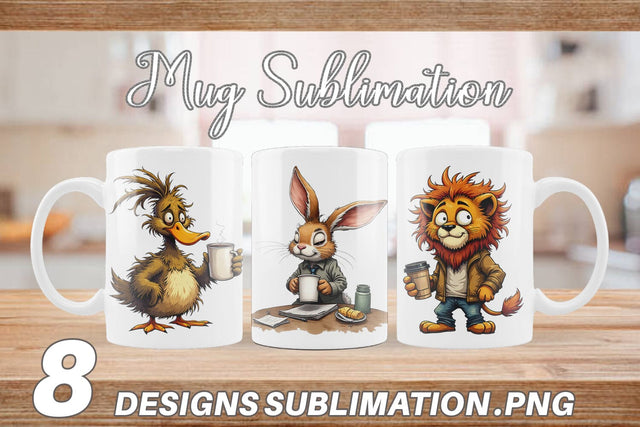Mug Wrap Grumpy Animal Morning Sublimation artnoy 
