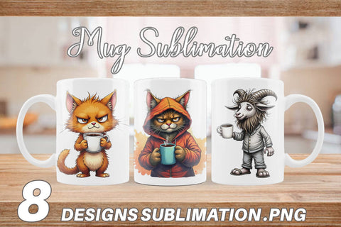 Mug Wrap Grumpy Animal Mornings Sublimation artnoy 