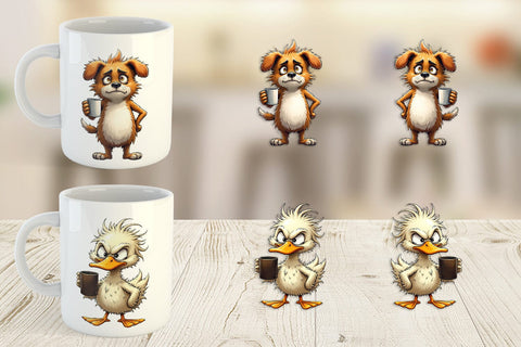 Mug Wrap Grumpy Animal Mornings Sublimation artnoy 