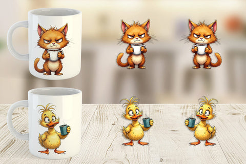 Mug Wrap Grumpy Animal Mornings Sublimation artnoy 