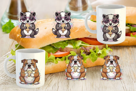 Mug Wrap Grumpy Anti Diet Animal Watercolor Sublimation artnoy 