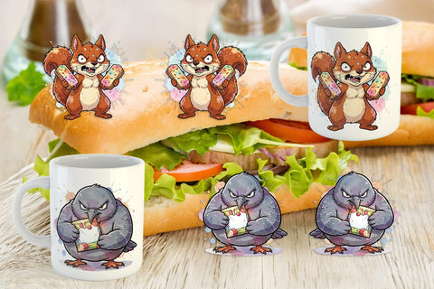 Mug Wrap Grumpy Anti Diet Animal Watercolor Sublimation artnoy 
