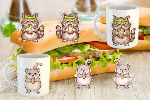 Mug Wrap Grumpy Anti Diet Animal Watercolor Sublimation artnoy 