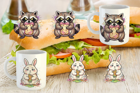 Mug Wrap Grumpy Anti Diet Animal Watercolor Sublimation artnoy 