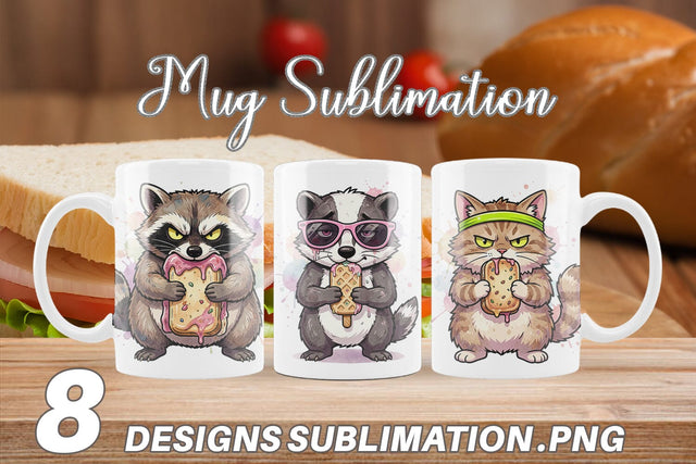 Mug Wrap Grumpy Anti Diet Animal Watercolor Sublimation artnoy 