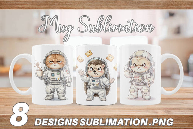 Mug Wrap Grumpy Astronaut Pets Sublimation artnoy 