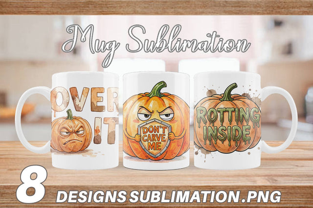 Mug Wrap Grumpy Autumn Pumpkin Quote Sublimation artnoy 
