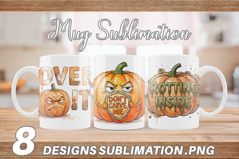 Mug Wrap Grumpy Autumn Pumpkin Quote Sublimation artnoy 