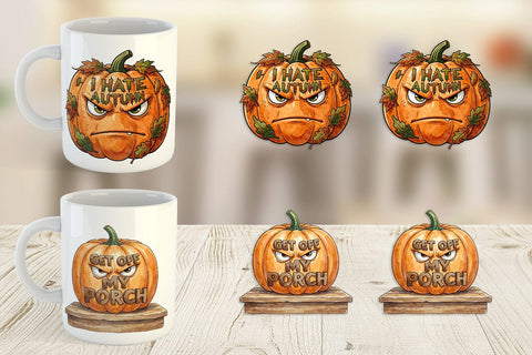 Mug Wrap Grumpy Autumn Pumpkin Quote Sublimation artnoy 