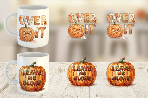Mug Wrap Grumpy Autumn Pumpkin Quote Sublimation artnoy 