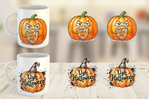 Mug Wrap Grumpy Autumn Pumpkin Quote Sublimation artnoy 