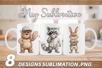 Mug Wrap Grumpy Baseball Outfielder Watercolor Sublimation artnoy 