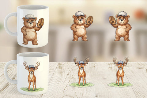 Mug Wrap Grumpy Baseball Outfielder Watercolor Sublimation artnoy 