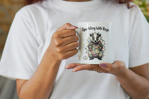 Mug Wrap Grumpy Bear Badger Hygge Watercolor Sublimation artnoy 