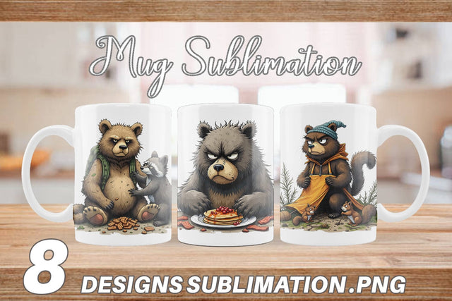 Mug Wrap Grumpy Bear Camp Sublimation artnoy 