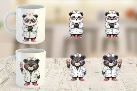 Mug Wrap Grumpy Bear Nurse Attitude Sublimation artnoy 