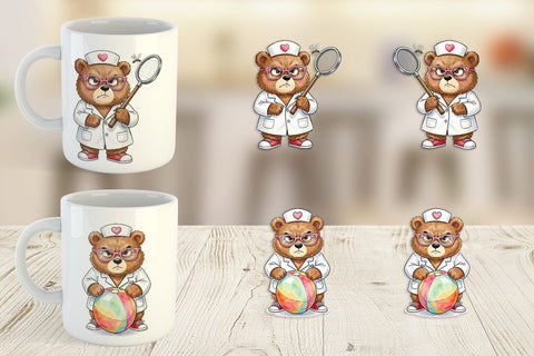 Mug Wrap Grumpy Bear Nurse Attitude Sublimation artnoy 