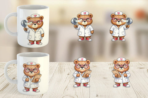 Mug Wrap Grumpy Bear Nurse Attitude Sublimation artnoy 