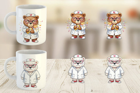 Mug Wrap Grumpy Bear Nurse Attitude Sublimation artnoy 