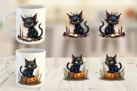Mug Wrap Grumpy Black Cat Sublimation artnoy 