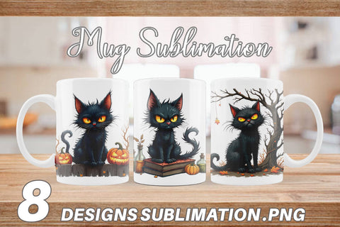 Mug Wrap Grumpy Black Cat Sublimation artnoy 