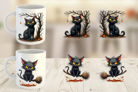 Mug Wrap Grumpy Black Cat Sublimation artnoy 