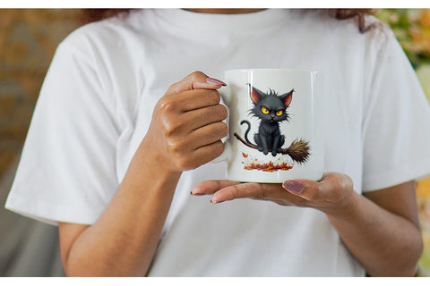 Mug Wrap Grumpy Black Cat Sublimation artnoy 