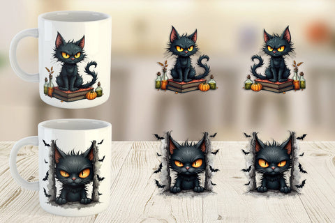 Mug Wrap Grumpy Black Cat Sublimation artnoy 