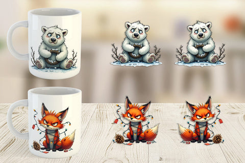 Mug Wrap Grumpy Christmas Critters Sublimation artnoy 