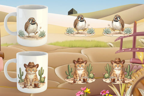 Mug Wrap Grumpy Desert Coffee Animal Watercolor Sublimation artnoy 