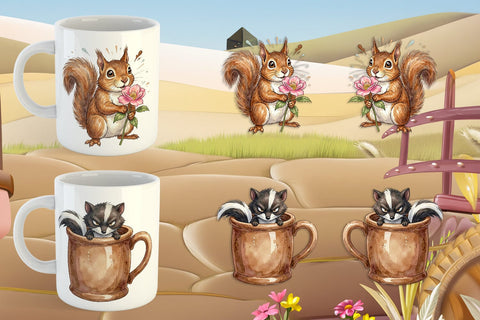Mug Wrap Grumpy Desert Coffee Animal Watercolor Sublimation artnoy 