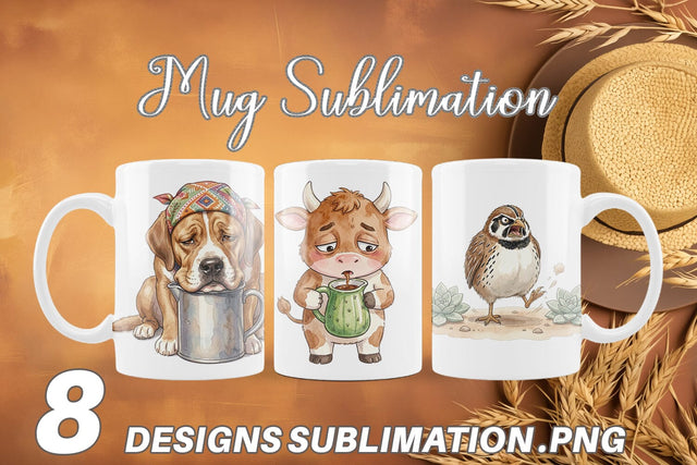 Mug Wrap Grumpy Desert Coffee Animal Watercolor Sublimation artnoy 