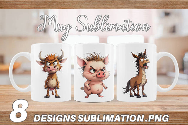 Mug Wrap Grumpy Farm Animals Sublimation artnoy 