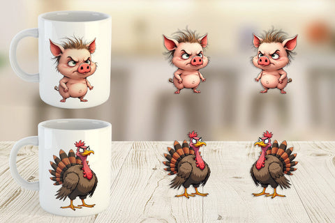 Mug Wrap Grumpy Farm Animals Sublimation artnoy 