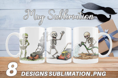 Mug Wrap Grumpy Garden Dad Bone Watercolor Sublimation artnoy 
