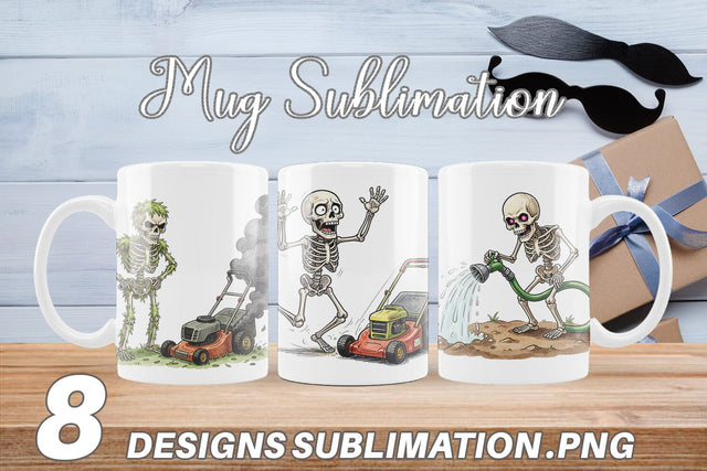 Mug Wrap Grumpy Garden Dad Bone Watercolor Sublimation artnoy 