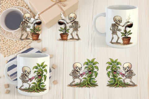 Mug Wrap Grumpy Garden Dad Bone Watercolor Sublimation artnoy 
