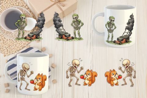 Mug Wrap Grumpy Garden Dad Bone Watercolor Sublimation artnoy 