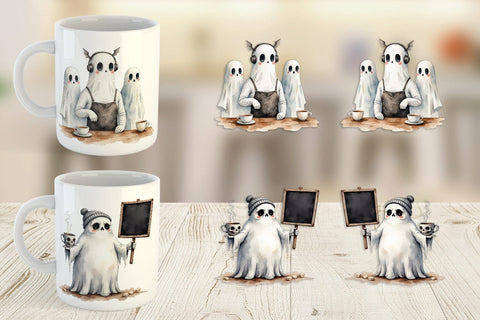 Mug Wrap Grumpy Ghost Barista Sublimation artnoy 