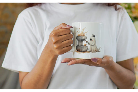 Mug Wrap Grumpy Ghost Barista Sublimation artnoy 